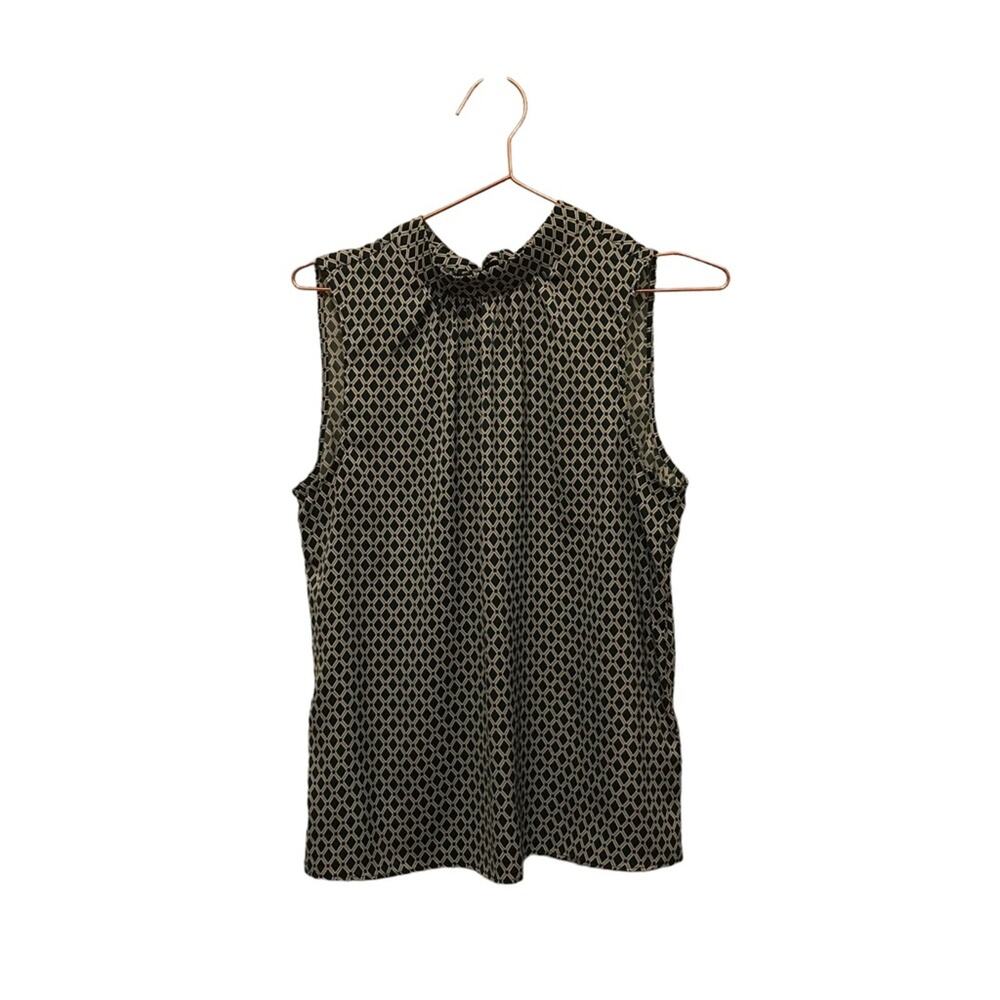 H&M sleeveless emerald green diamond pattern high neck blouse - size 6